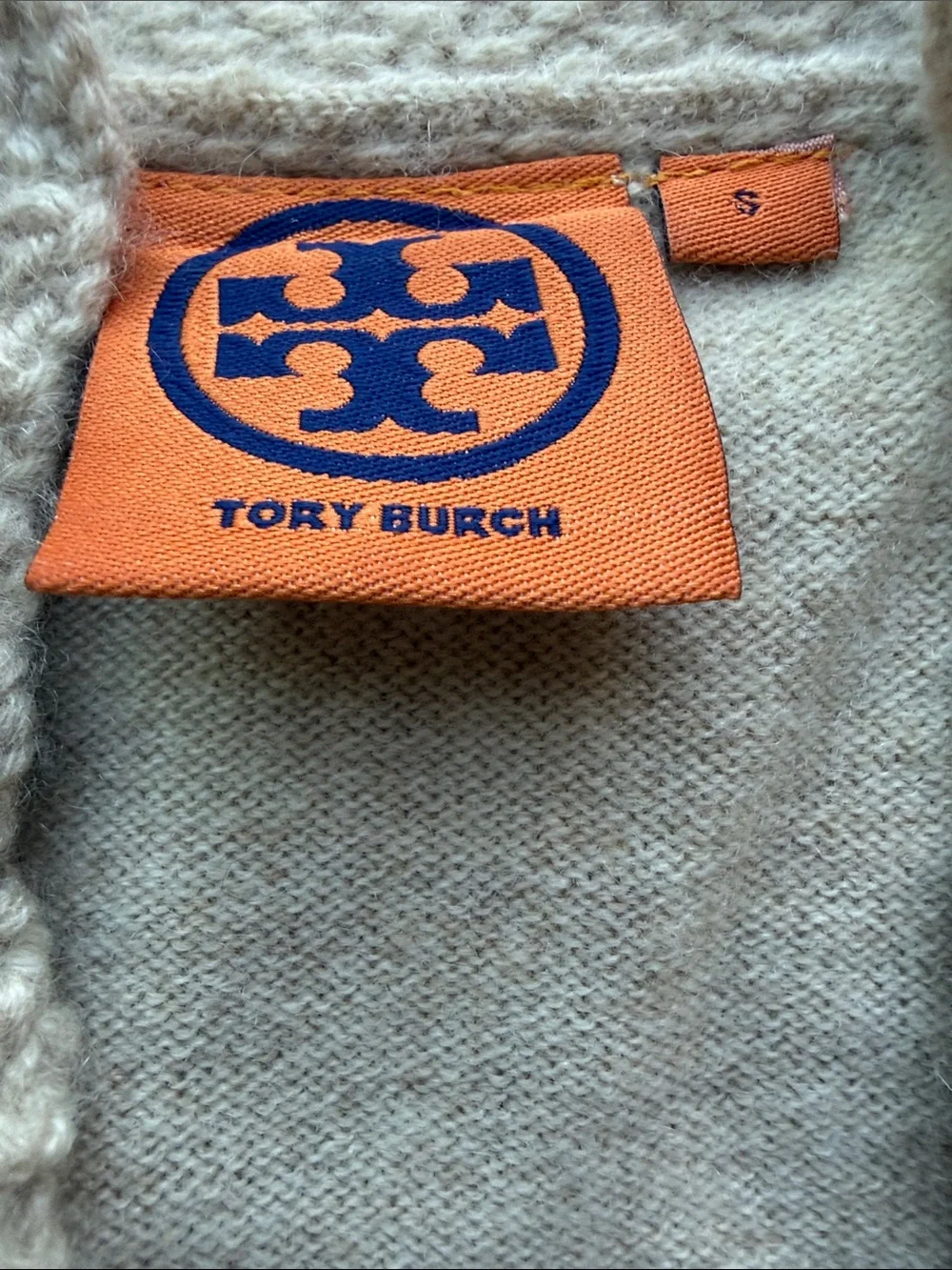 Tory Burch Light Tan Textured V-Neck Cashmere Tunic. Small.